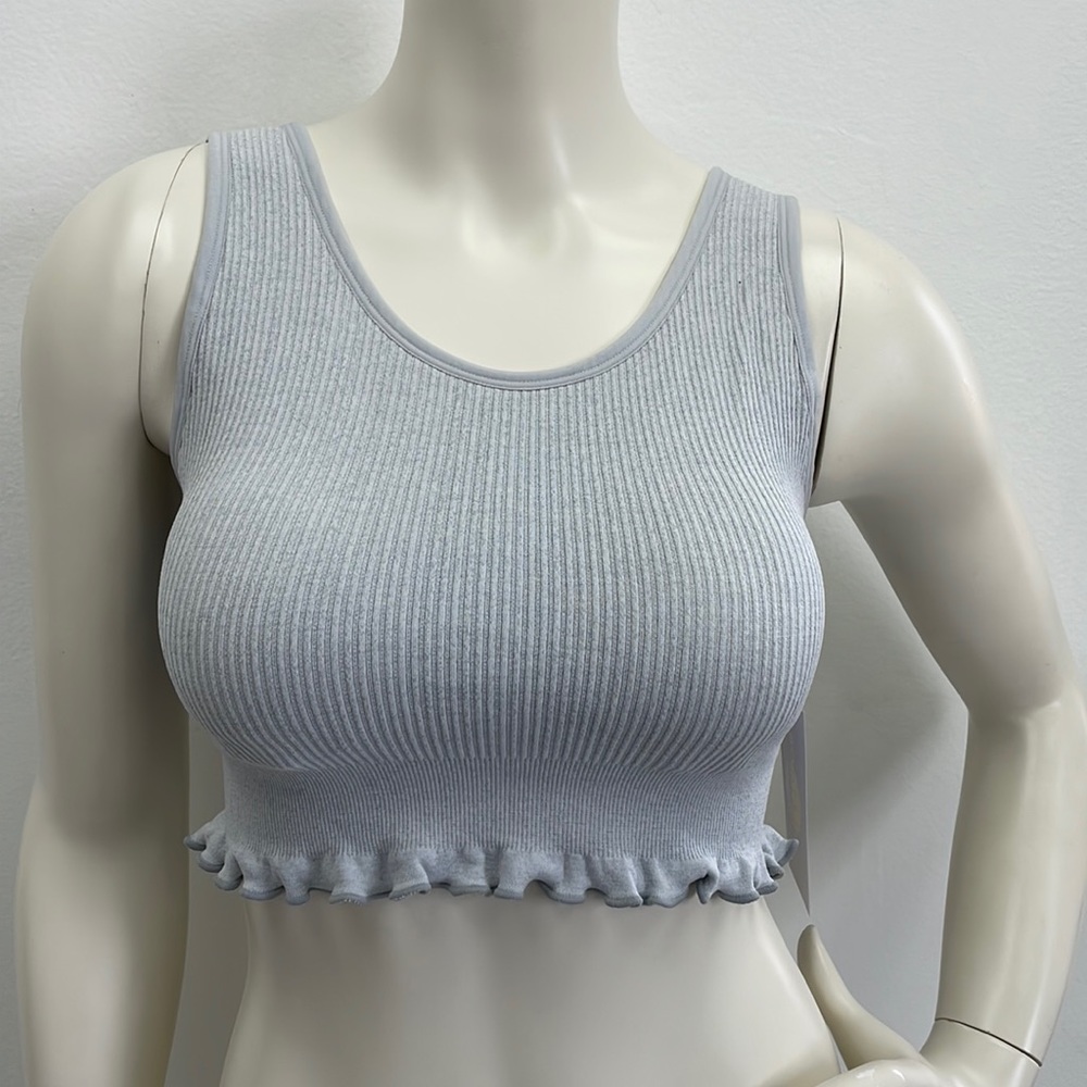 New Ruffle Edge Bralette in Heather Grey